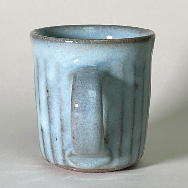 large ceramic mug with a blue glaze